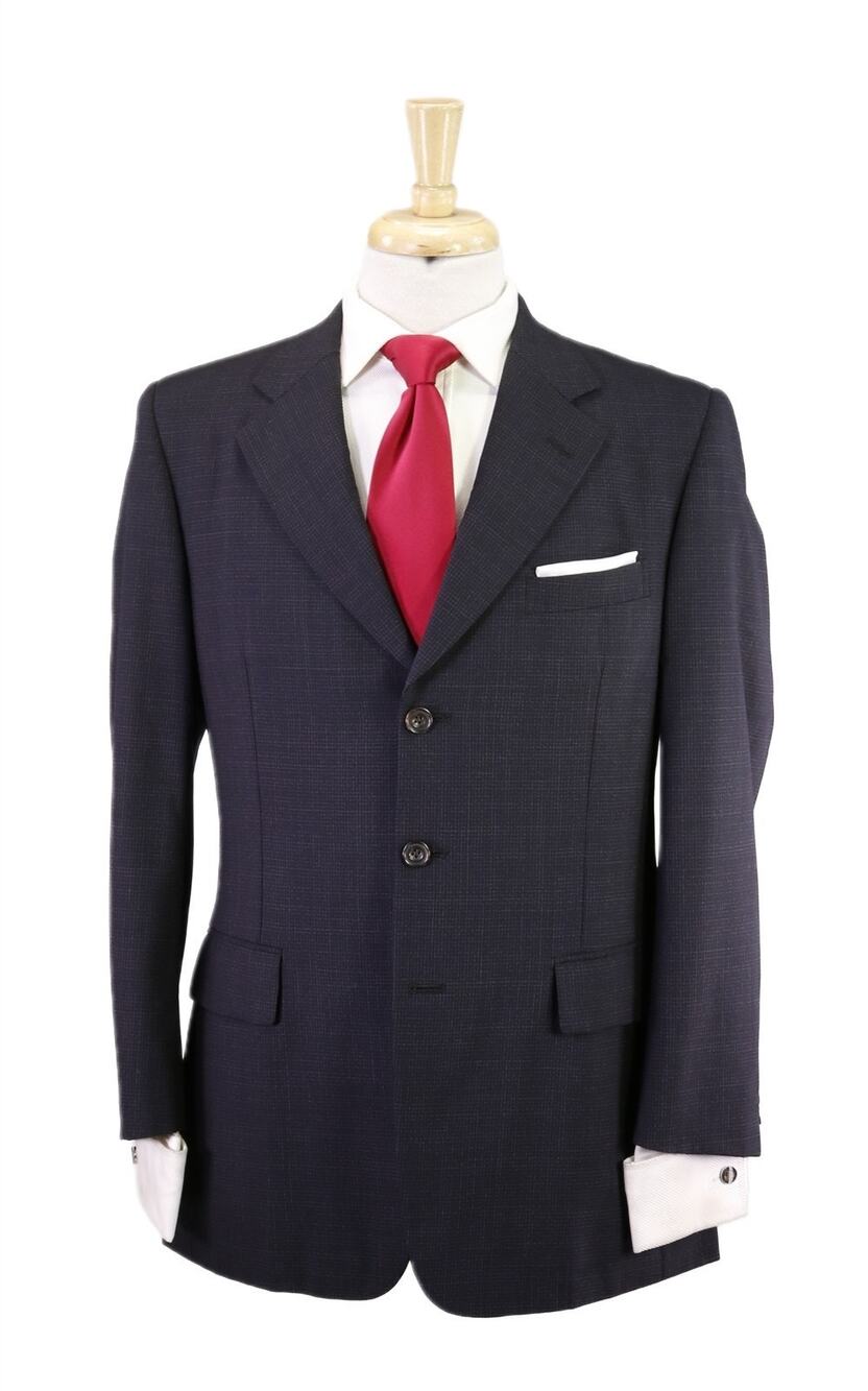 Paul Stuart Black Checkered 3-Btn Wool Suit 38S